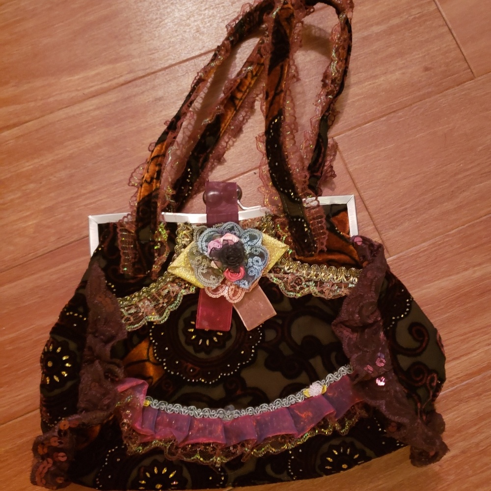 MEDEA Burgundy Lace Shoulder Bag